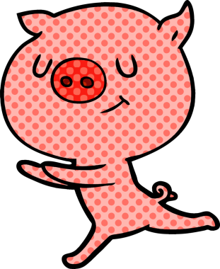 Bir insan tarafından çizilmiş mutlu çizgi film domuzu.