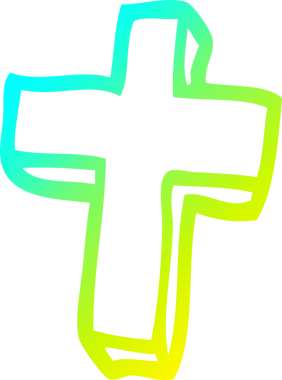 Bir insan tarafından çizilen altın haçın soğuk gradyan çizgisi