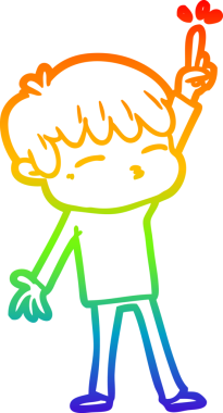 Gökkuşağı gradyanı çizimi Bir insan tarafından çizilmiş meraklı bir çocuk