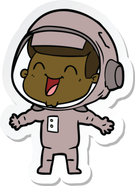 Bir insan tarafından çizilmiş mutlu bir astronotun çıkartması.