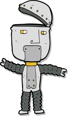 Bir insan tarafından çizilmiş robot karikatür çıkartması.