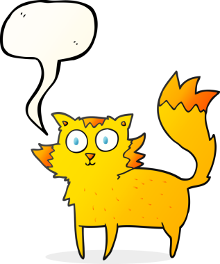 Bir insan tarafından çizilmiş serbest konuşma balonu çizgi film kedisi