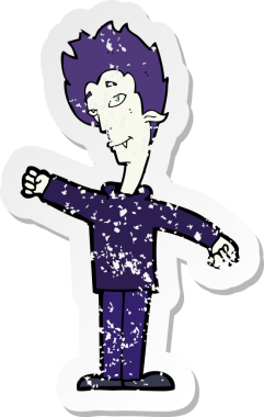 Bir insan tarafından çizilmiş vampir bir çizgi filmin gerilimli yapıştırması.