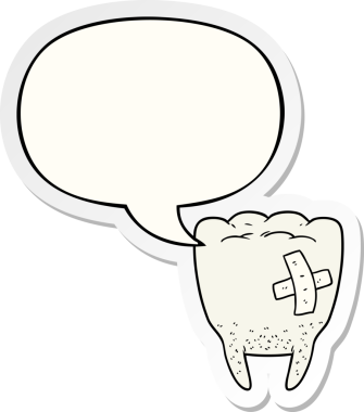 Bir insan tarafından çizilmiş balon çıkartmalı kötü dişli çizgi film.