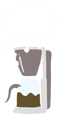 Bir insan tarafından çizilen kahve makinesinin düz renk çizimi