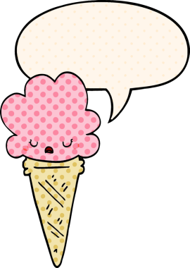 Bir insan tarafından çizilmiş çizgi roman tarzında yüz hatlarıyla çizgi film dondurması.