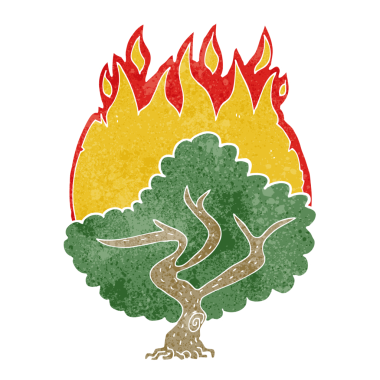 Bir insan tarafından çizilmiş çizgi film yanan ağaç.