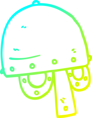 Bir insan tarafından çizilmiş bir Viking miğferinin soğuk çizgi çizimi.