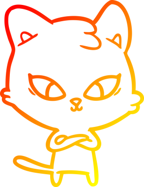 Bir insan tarafından çizilmiş sevimli bir çizgi film kedisinin sıcak çizgi çizgisi.