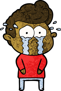 Bir insan tarafından çizilmiş ağlayan bir karikatür.