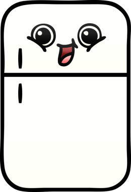 Bir insan tarafından çizilmiş bir buzdolabının gölgelenmiş karikatürü.