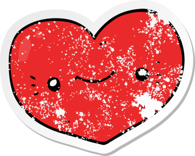 Bir insan tarafından çizilmiş bir kalp karikatürü çıkartması.