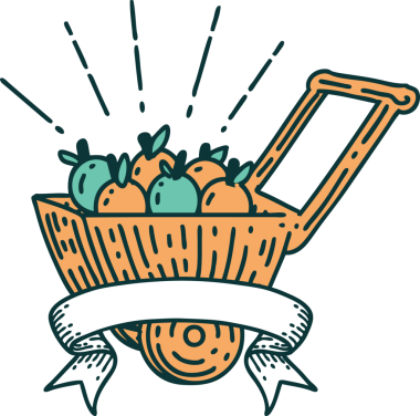 Bir insan tarafından çizilmiş elma dövmeli parşömen.