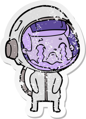 Bir insan tarafından çizilmiş ağlayan bir astronotun sıkıntılı çıkartması.