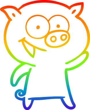 Bir insan tarafından çizilmiş neşeli bir domuz çizgi filminin gradyan çizimi.