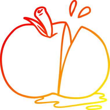 Bir insan tarafından çizilmiş elma karikatürünün sıcak gradyan çizimi