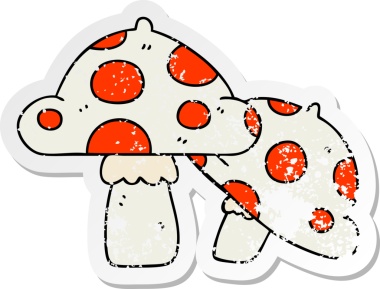 Bir insan tarafından çizilmiş garip bir el mantarının sıkıntılı çıkartması.