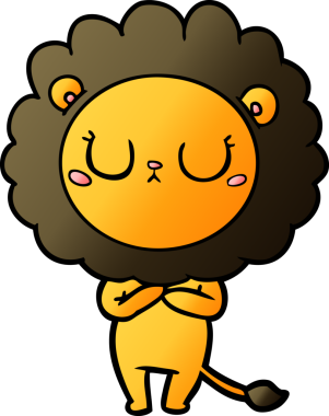 Bir insan tarafından çizilmiş çizgi film aslanı.