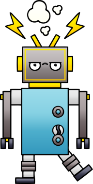 Arızalı bir robotun insan tarafından çizilmiş gölgeli karikatürü