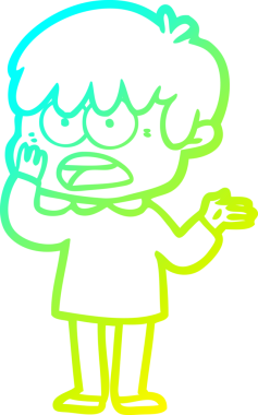 Bir insan tarafından çizilmiş endişeli çizgi film çocuğunun soğuk gradyan çizgisi.