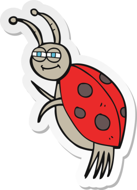 Bir insan tarafından çizilmiş bir uğur böceğinin çıkartması.