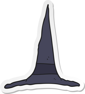 Bir insan tarafından çizilmiş bir cadı şapkasının çıkartması.