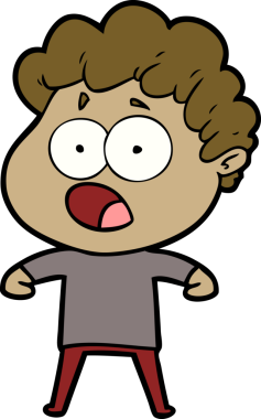 Bir insan tarafından çizilmiş bir karikatür adamı şaşkınlıkla nefes nefese kaldı.