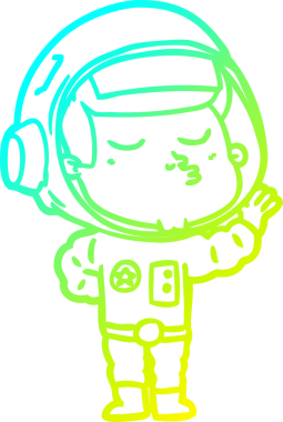 Bir insan tarafından çizilmiş kendinden emin bir astronotun soğuk çizgi çizimi.