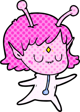 Bir insan tarafından çizilmiş uzaylı kız.