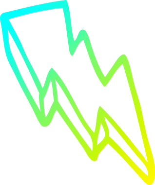 Bir insan tarafından çizilmiş bir çizgi film yıldırımının soğuk gradyan çizimi