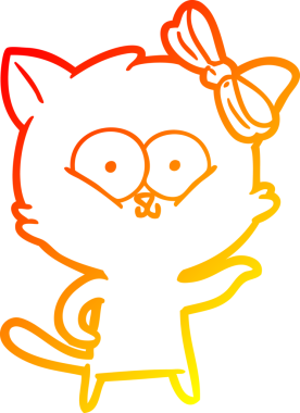 Bir insan tarafından çizilmiş çizgi film kedisinin sıcak çizgi çizimi