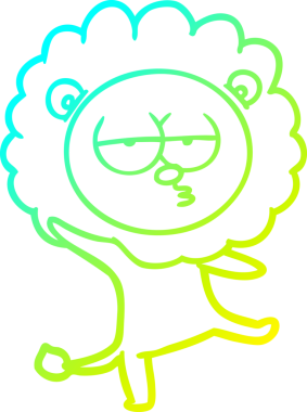 Bir insan tarafından çizilmiş dans eden bir aslanın soğuk çizgi çizimi.