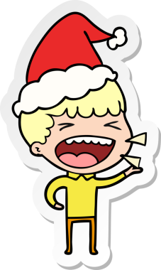 Bir insan tarafından çizilmiş Noel Baba şapkası giymiş gülen bir adamın el yazısı.