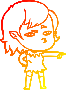 Bir insan tarafından çizilmiş bir vampir kız çizgi çizimi.