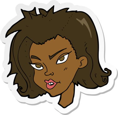 Bir insan tarafından çizilmiş karikatür kadın yüzü çıkartması.