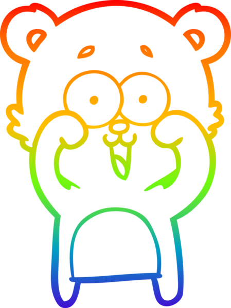 Bir insan tarafından çizilmiş gülen oyuncak ayının çizdiği gökkuşağı gradyan çizgisi.