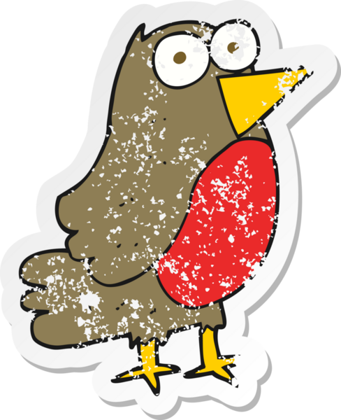 Bir insan tarafından çizilmiş robin çizgi filminin gerilimli yapıştırması.