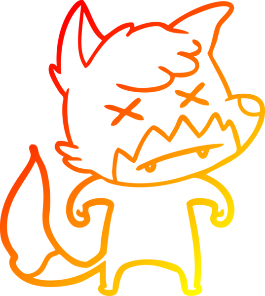 Bir insan tarafından çizilen ölü tilkinin sıcak çizgi çizimi