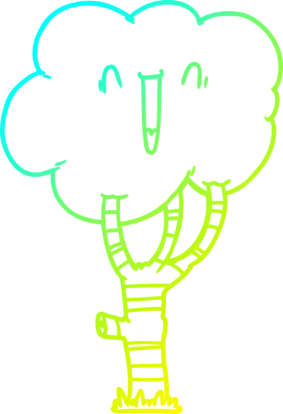 Bir insan tarafından çizilen gülen bir çizgi filmin soğuk gradyan çizgisi