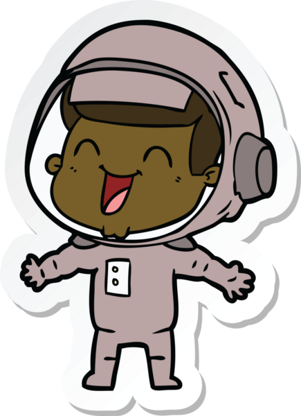 Bir insan tarafından çizilmiş mutlu bir astronotun çıkartması.