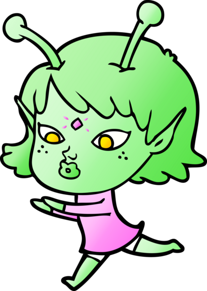 Bir insan tarafından çizilmiş güzel uzaylı kız.