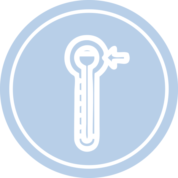 Bir insan tarafından çizilmiş yüksek sıcaklıklı dairesel simge