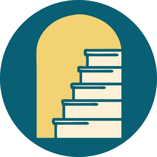 Bir insan tarafından çizilen adımlara açılan kapının ikonik dövme şekli