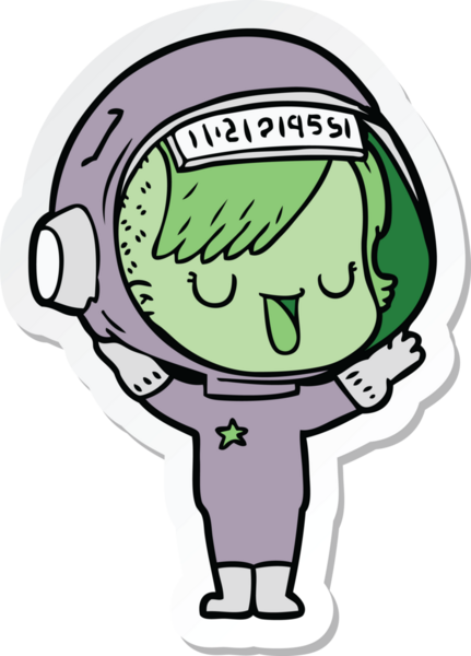 Bir insan tarafından çizilmiş astronot bir kadının çıkartması.