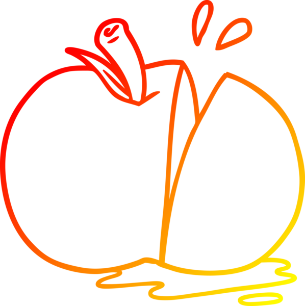 Bir insan tarafından çizilmiş elma karikatürünün sıcak gradyan çizimi