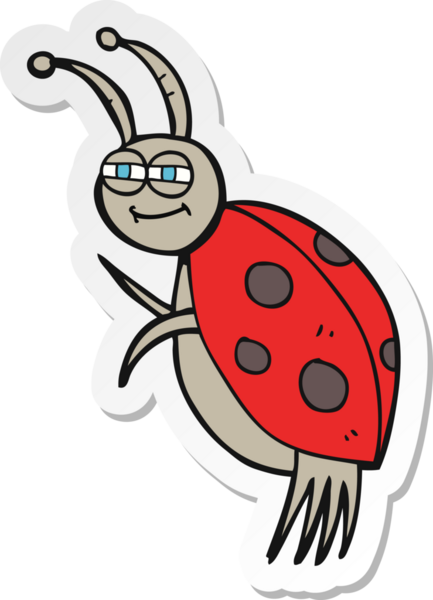 Bir insan tarafından çizilmiş bir uğur böceğinin çıkartması.