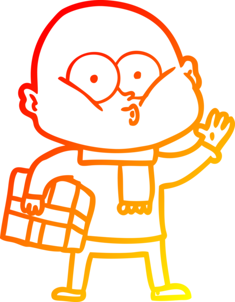 Bir insan tarafından çizilmiş kel bir adamın sıcak çizgi çizimi.