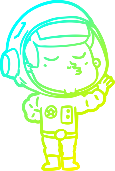 Bir insan tarafından çizilmiş kendinden emin bir astronotun soğuk çizgi çizimi.