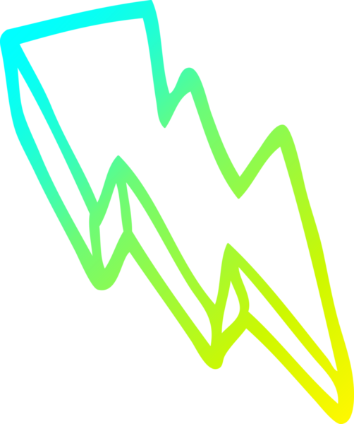 Bir insan tarafından çizilmiş bir çizgi film yıldırımının soğuk gradyan çizimi