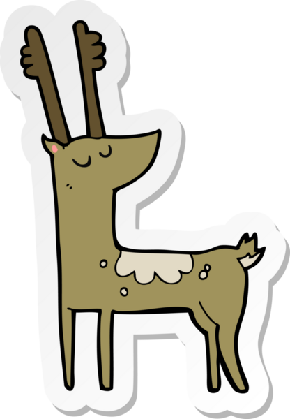 Bir insan tarafından çizilmiş karikatür geyiğinin çıkartması.